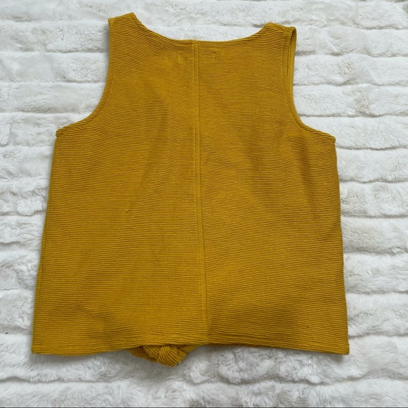 Madewell Mustard Yellow Ribbed Button Front Tie Tank Top Sz XS - Picture 7 of 10